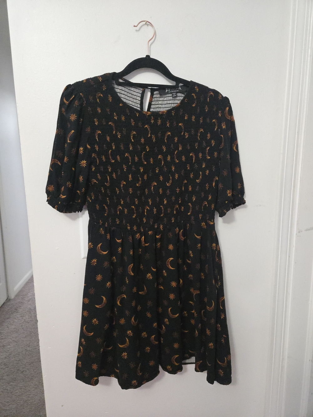 Black Moon & Sun Print Short Dress